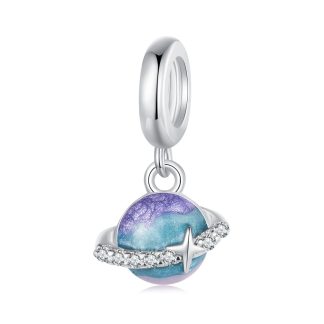 Planeta z kryształową orbitą charms srebrna zawieszka beads