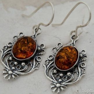 BAZYLEA - srebrne kolczyki z bursztynem