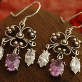 RANGA - srebrne kolczyki z ametystem i kryształkami