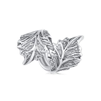 Jesienne liście listki srebrny charms koralik beads