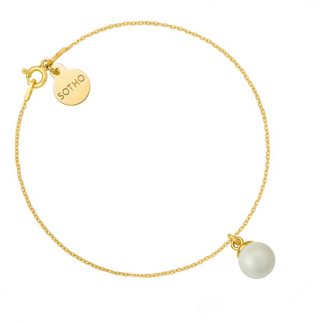 Złota bransoletka z szarą perłą SWAROVSKI® CRYSTAL