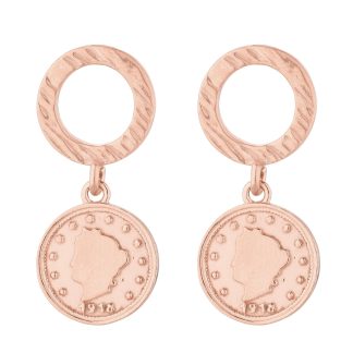 Kolczyki z różowego złota z monetami