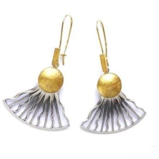 Kolczyki srebrne oksydowane i pozłacane małe słońca