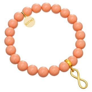Łososiowa bransoletka nieskończoność infinty złoto perły łosoś Pink SWAROVSKI® ELEMENTS