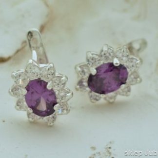 PARMA - srebrne kolczyki ametyst i cyrkonie
