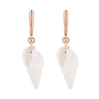 Kolczyki z różowego złota z białymi muszelkami