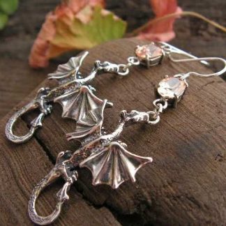 DRAGON - srebrne kolczyki z topazem złocistym