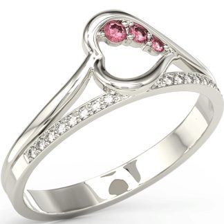 Pierścionek z białego złota z rubinami i brylantami BP-83B