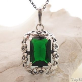 GUADELUPE - srebrny wisior ze szmaragdem