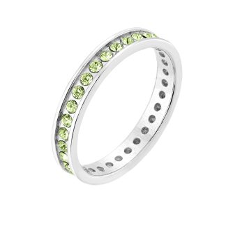 Srebrna obrączka z zielonymi kryształami Preciosa : pierścionki - 12