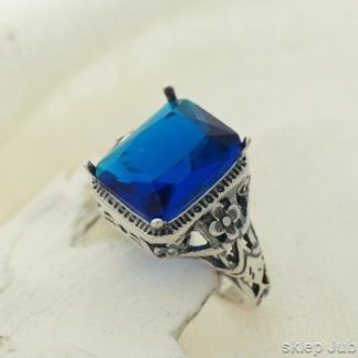 NICEA srebrny pierścionek z szafirem