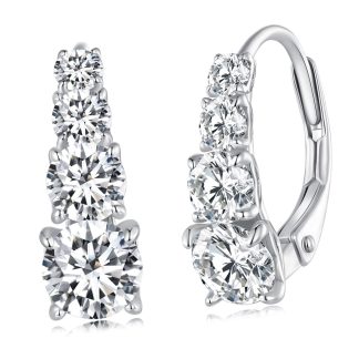 Eleganckie kolczyki Moissanit 0,5 ct srebro 925 bigiel angielski