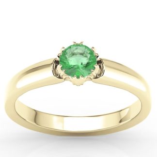 Pierścionek zaręczynowy z żółtego złota ze szmaragdem BP-2130Z