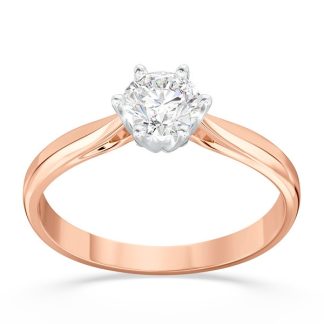 Pierścionek z brylantem certyfikowanym 0,50ct F/VVS1 z różowego i białego złota AP-6650PB