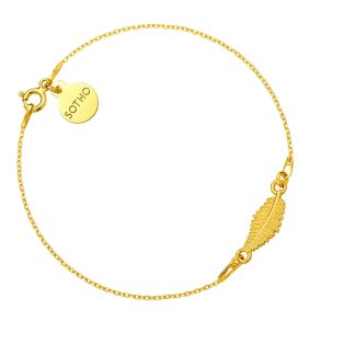 Złota bransoletka z liściem