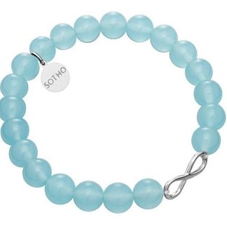 Niebieska bransoletka kwarc niebiański symbol nieskończoności infinity srebro 925