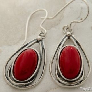 SYNTIA - srebrne kolczyki z koralem