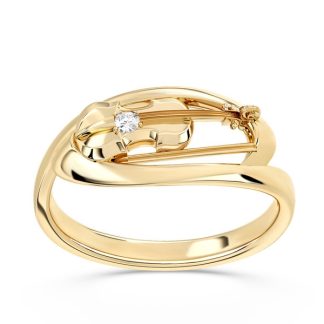 Pierścionek w kształcie skrzypiec z żółtego złota z diamentem BP-1302Z