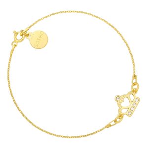 Złota bransoletka z koroną zdobioną kryształami SWAROVSKI® CRYSTAL