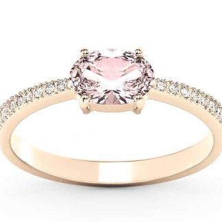 Pierścionek z różowego złota z morganitem i cyrkoniami BP-58P-C