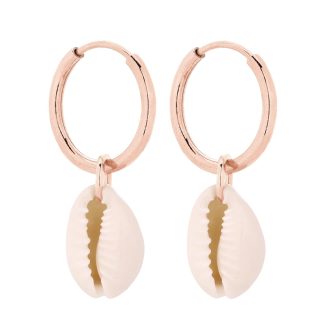 Kolczyki koła z różowego złota z muszelkami