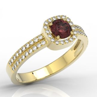 Pierścionek z żółtego złota z granatem i diamentami BP-52Z