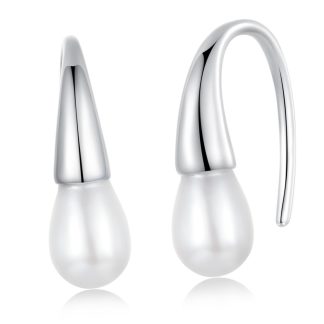 Srebrne kolczyki z perełkami seashell bigle otwarte srebro 925