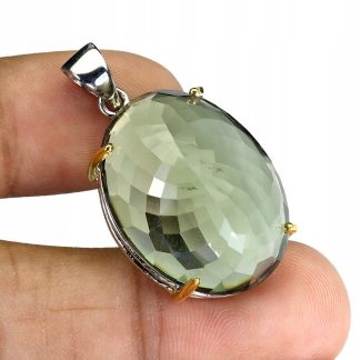 Wisiorek srebrny 925 zielony prasiolit 43ct