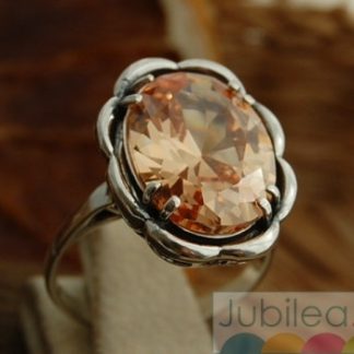 PUKE - srebrny pierścionek z topazem złocistym