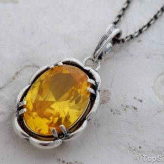 HELIANTHUS - srebrny wisior z cytrynem złocistym