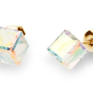 Kolczyki srebrne pozłacane medium cube studs boreare