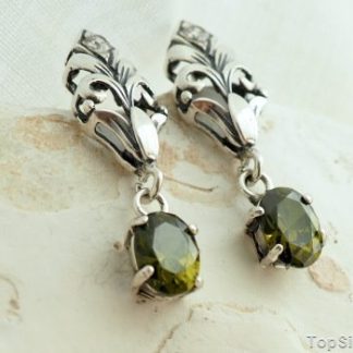 TONIGHT - srebrne kolczyki z oliwinem