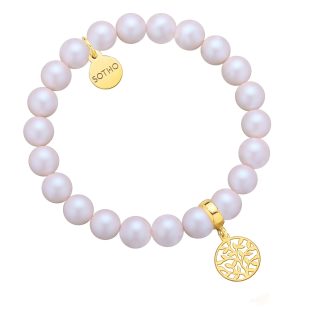 Perłowa bransoletka z opalizujących pereł SWAROVSKI® CRYSTAL ze złotą rozetką