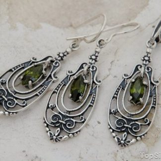 CORDOBA - srebrny komplet z oliwinem