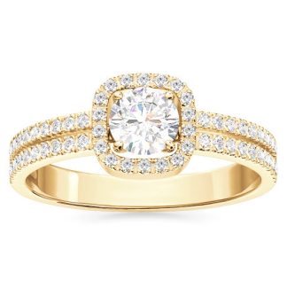 Pierścionek z żółtego złota z białym szafirem i cyrkoniami BP-52Z-C