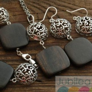 MEDINA - srebrny komplet z hebanem