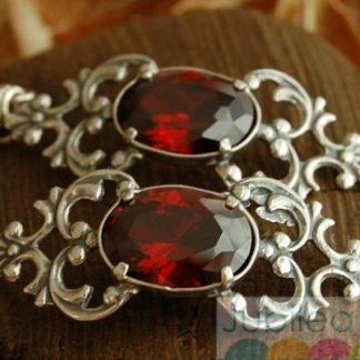 SAVINI - srebrna bransoletka z granatem