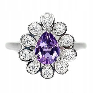 925 Pierścionek r 14 naturalny ametyst delikatny