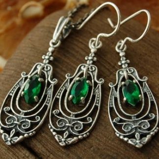 FARLETA - srebrny komplet ze szmaragdem