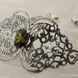 Srebrna bransoleta z oliwinem - BUENOS