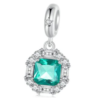 Szmaragdowy kryształ charms srebrna zawieszka beadas srebro 925