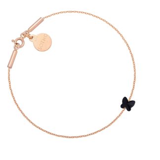 Bransoletka z różowego złota zdobiona czarnym motylkiem SWAROVSKI® CRYSTAL