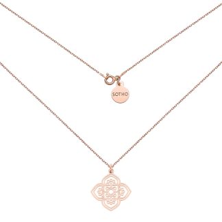 Naszyjnik z różowego złota z dużą rozetą : Długość - 50 cm