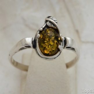 MARADI - srebrny pierścionek z bursztynem