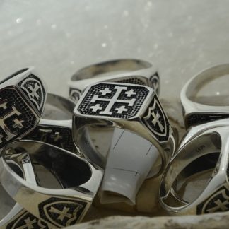 KRZYŻ JEROZOLIMSKI - srebrny męski sygnet