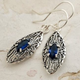 IZMIR - srebrne kolczyki z szafirem