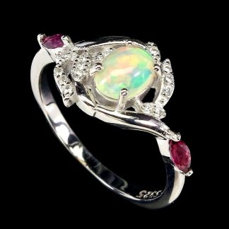 Pierścionek r 14.5 naturalny opal ognisty granaty