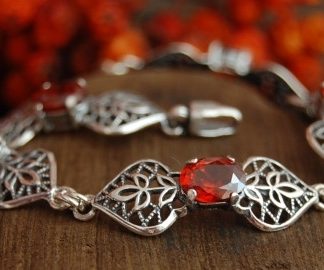 FRANSA - srebrna bransoletka bransoletka z granatem