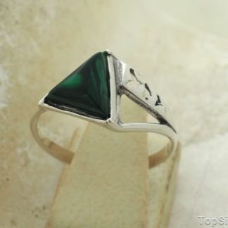 TANGLE - srebrny pierścionek z malachitem