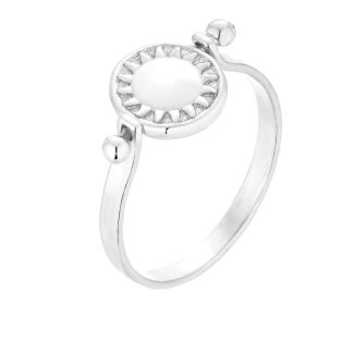 Srebrny obrotowy dwustronny pierścionek z księżycem i słońcem